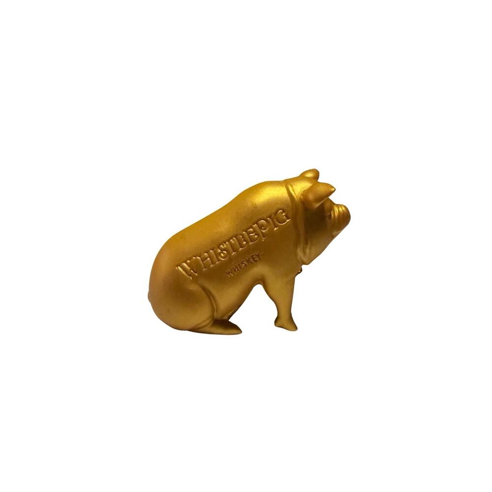 WhistlePig Whiskey Statue Pig Figure Figurine Gold Rubber Plastic Toy Advert 2"